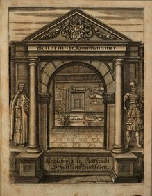 Titelillustration einer Ausgabe der "Gottorfischen Kunst-Kammer" von 1674. Bayerische Staatsbibliothek München.