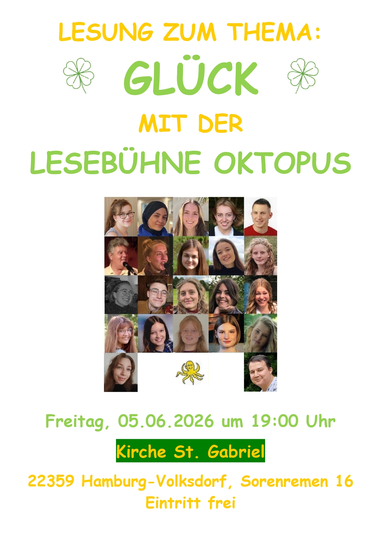 Flyer Lesebühne Oktopus Glück 05.06.2026